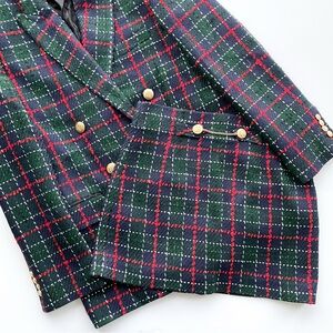 Zara Green and Red Plaid Blazer holiday set